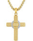 Men's Diamond Cross 22" Pendant Necklace (1 ct. t.w.) Stainless Steel & Gold-Tone Ion-Plate