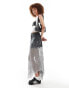 Reclaimed Vintage western denim & lace maxi skirt grau, 44 - фото #1