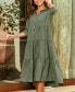 Women's Olive Collared Front Button Maxi Beach Dress