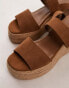 Фото #3 товара Topshop Jesse suede two part espadrille wedge in brown