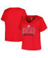 Фото #1 товара Women's Scarlet Ohio State Buckeyes Plus Size Sideline Route V-Neck T-shirt