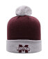 Фото #2 товара Men's Maroon, Gray Mississippi State Bulldogs Core 2-Tone Cuffed Knit Hat with Pom