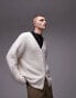 Фото #1 товара Topman – Locker geschnittene Strickjacke aus Bouclé in Hellbeige