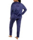 Фото #5 товара Women's 2-Pc. Velour Henley Pajamas Set