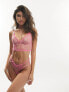 Фото #5 товара ASOS DESIGN Francine embroidered spot strappy thong in pink