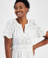 ფოტო #3 პროდუქტის Women's Cotton Embroidered Midi Dress, Created for Macy's