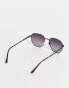 Quay Big Time round sunglasses with polarised lens in black