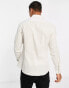 ASOS DESIGN slim fit stripe shirt in tan