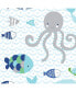 Oceania 100% Cotton Blue/Gray/White Whale with Octopus and Fish Nautical Ocean Theme Fitted Crib Sheet