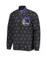 Men's Black Golden State Warriors In-Field Play Fashion Satin Full-Zip Varsity Jacket