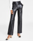 Фото #1 товара Women's Pull-On Faux-Leather Slash-Pocket Pants