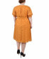 Plus Size Elbow Sleeve Swiss Dot Dress