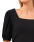 Women's Short Puff Sleeve Square Neck Knit Top