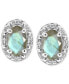 ფოტო #6 პროდუქტის Onyx & Diamond Accent Oval Stud Earrings in Sterling Silver (Also in Labradorite & Turquoise)