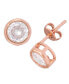 Rose Gold Plated 4-Pair Cubic Zirconia Graduated Bezel Earrings Set