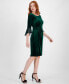 ფოტო #3 პროდუქტის Women's Velvet Side-Gathered Bell-Sleeve Dress