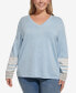 Фото #1 товара Plus Size Striped-Sleeve Sweater