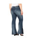 ფოტო #2 პროდუქტის Plus Size Stretch High Waist Slit Hem Flared Jeans