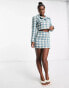 Miss Selfridge double breasted dogtooth cropped jacket co-ord in blue BLAU, 40 - фото #2