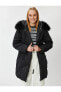 Пальто Koton Plush Hooded Zippered Coat