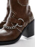 Фото #3 товара Public Desire Nashville knee boot with hardware in distressed brown