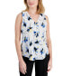 ფოტო #1 პროდუქტის Petite Printed Zip Front V-Neck Sleeveless Top