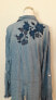 INC International Concepts Women's Embroidered Button Down Shirt Blouse Blue 16