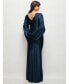 Фото #2 товара Women's Draped Stretch Satin Maxi Dress with Built-in Capelet
