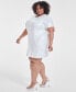 Фото #3 товара Trendy Plus Size Printed Short-Sleeve Sequin Dress