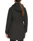 Womens Petite Hooded Faux-Fur-Lined Anorak Raincoat