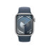 Apple Watch Series 9 Aluminium Silber"Silber 41 mm M/L (150-200 mm Umfang) Sturmblau GPS + Cellular