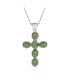 ფოტო #1 პროდუქტის South Western Style Natural Stabilized Green Turquoise Rope Bezel Set Cross Pendant Necklace For Women Sterling Silver