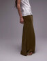 Topshop satin bias maxi skirt in khaki