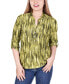 ფოტო #1 პროდუქტის Petite 3/4 Roll Tab Sleeve Y-Neck Top