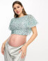 Beauut Maternity Bridesmaid embellished top with flutter back in ice blue