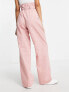 ASOS DESIGN Tall stripe paperbag waist trouser in pink