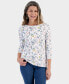 Women's Printed 3/4-Sleeve Pima Cotton Top, Created for Macy's