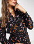 Vero Moda floral shirt maxi dress in black