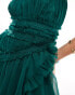 Фото #2 товара ASOS DESIGN bandeau asymmetric frill detail mini dress in dark green