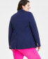 Фото #4 товара Trendy Plus Size Faux Double-Breasted Ponté-Knit Blazer, Created for Macy's