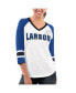 ფოტო #1 პროდუქტის Women's White, Royal Kyle Larson Top Team V-Neck 3/4 Sleeve T-shirt