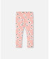 Big Girls Printed Leggings Pink With White Flowers