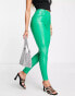 Miss Selfridge faux leather button fly legging in green