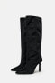 Velvet high-heel knee-high boots