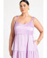 Plus Size Tiered Satin Maxi Dress - 26, Pastel Lilac