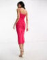 Фото #4 товара ASOS DESIGN cami ruched mesh midi dress in raspberry