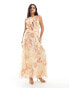 Pretty Lavish cross over ruched ruffle maxi dress in vintage floral