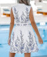 Women's Floral Watercolor Sleeveless Standing Collar Mini Beach Dress