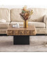 Фото #2 товара 33.86"Three-Dimensional Embossed Pattern Square Retro Coffee Table With 2 Drawers And MDF Base