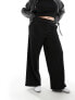 Vila Curve wide leg pinstripe trousers in black